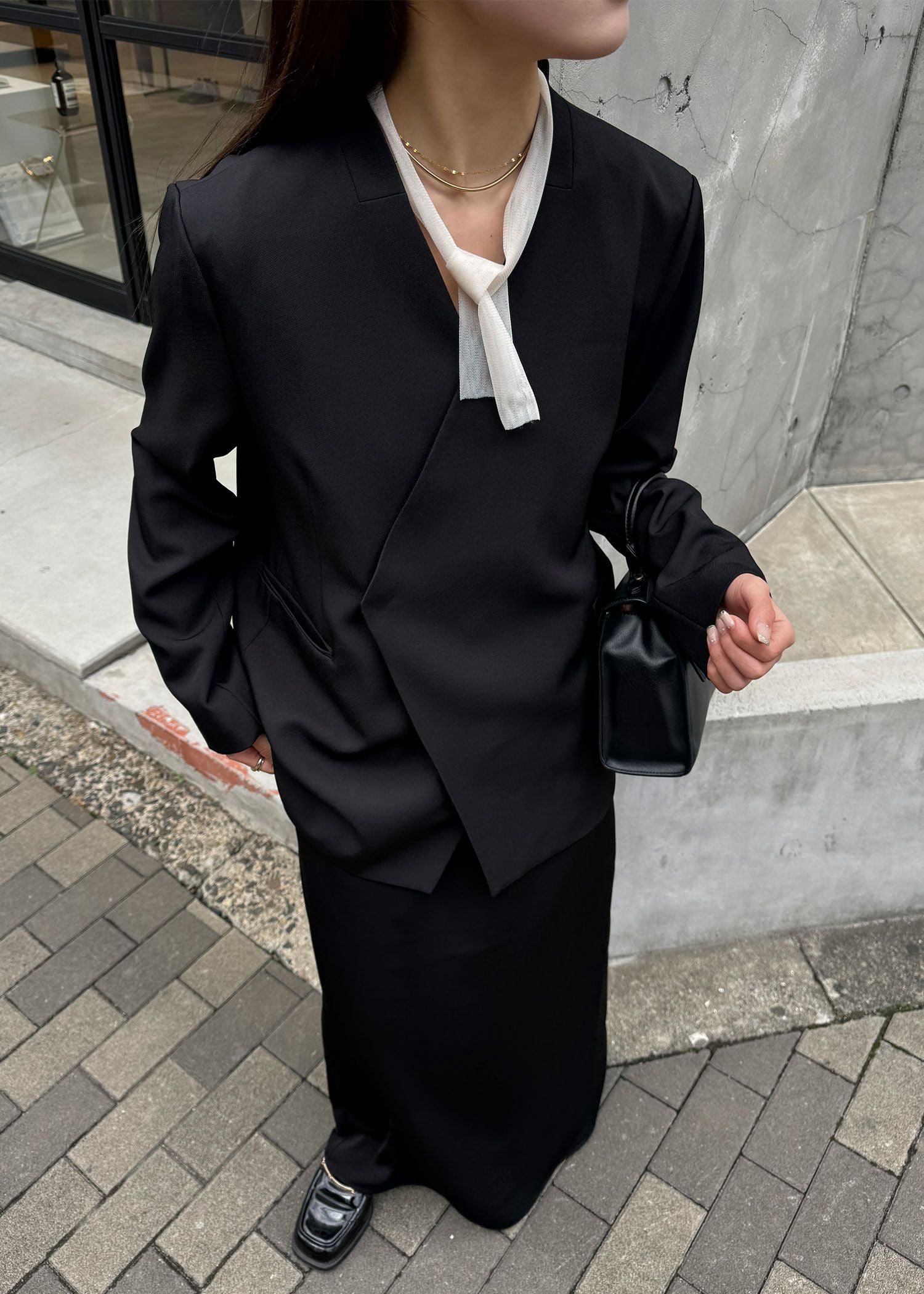 Melange collarless jacketのドレス|Dorry Doll / LE'RURE