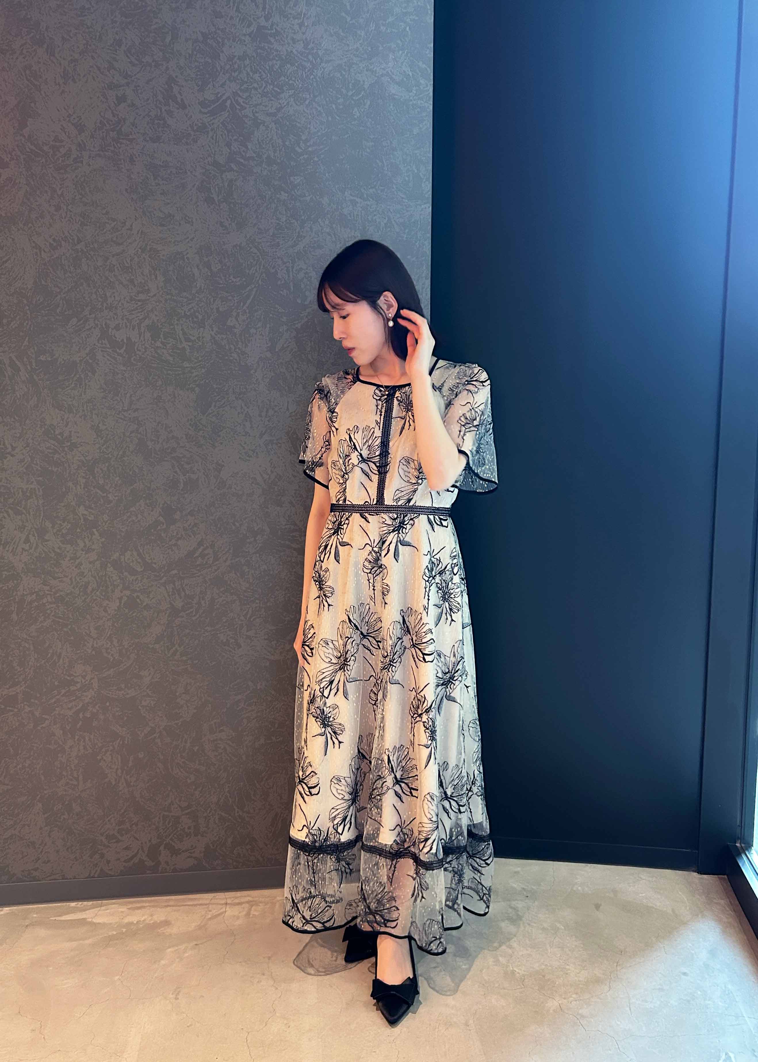 dorrydoll ドローイングフラワードレス　結婚式　オケージョン　ワンピース ドローイングフラワードレス｜DorryDoll