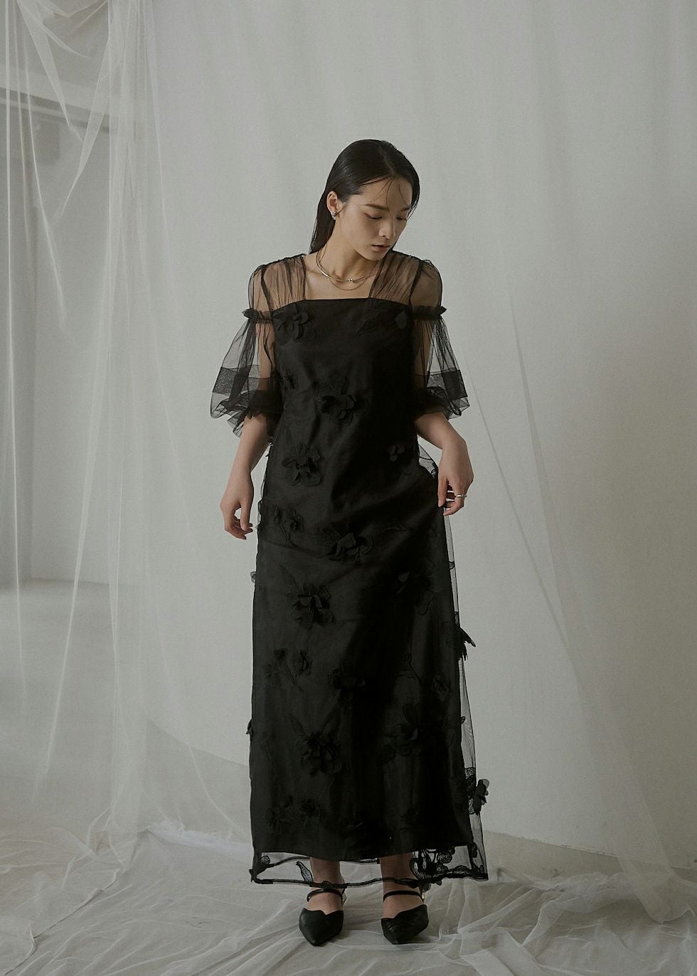 Flower motif puffsleeve dress のドレス|Dorry Doll / LE'RURE