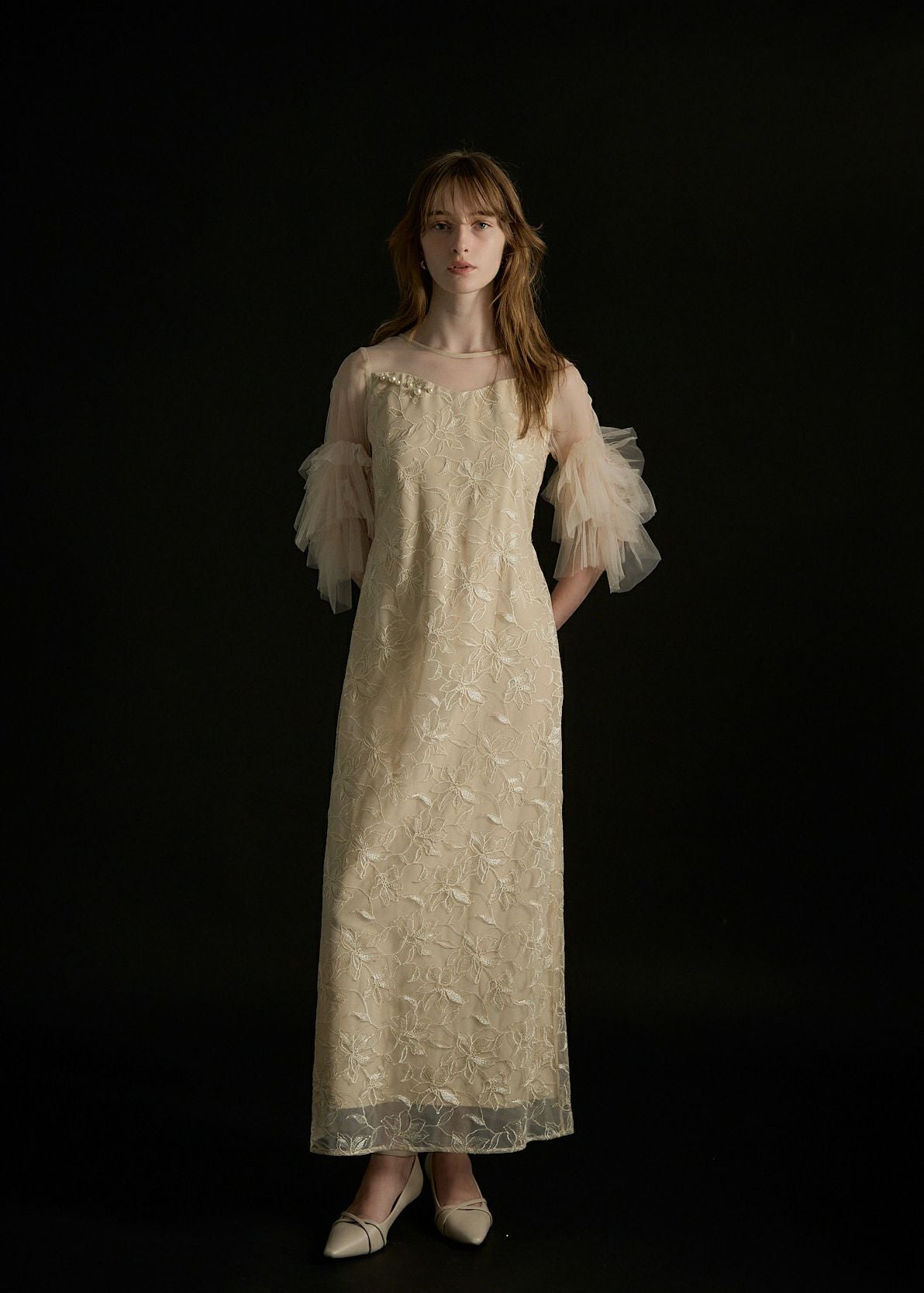 Pearl motif embroidery dressのドレス|Dorry Doll / LE'RURE