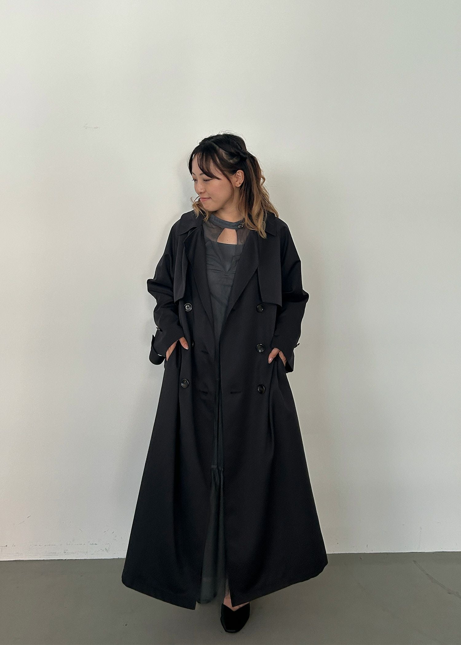 Dummy 2Way コート (black) メニーウェイトレンチコート｜Dorry Doll