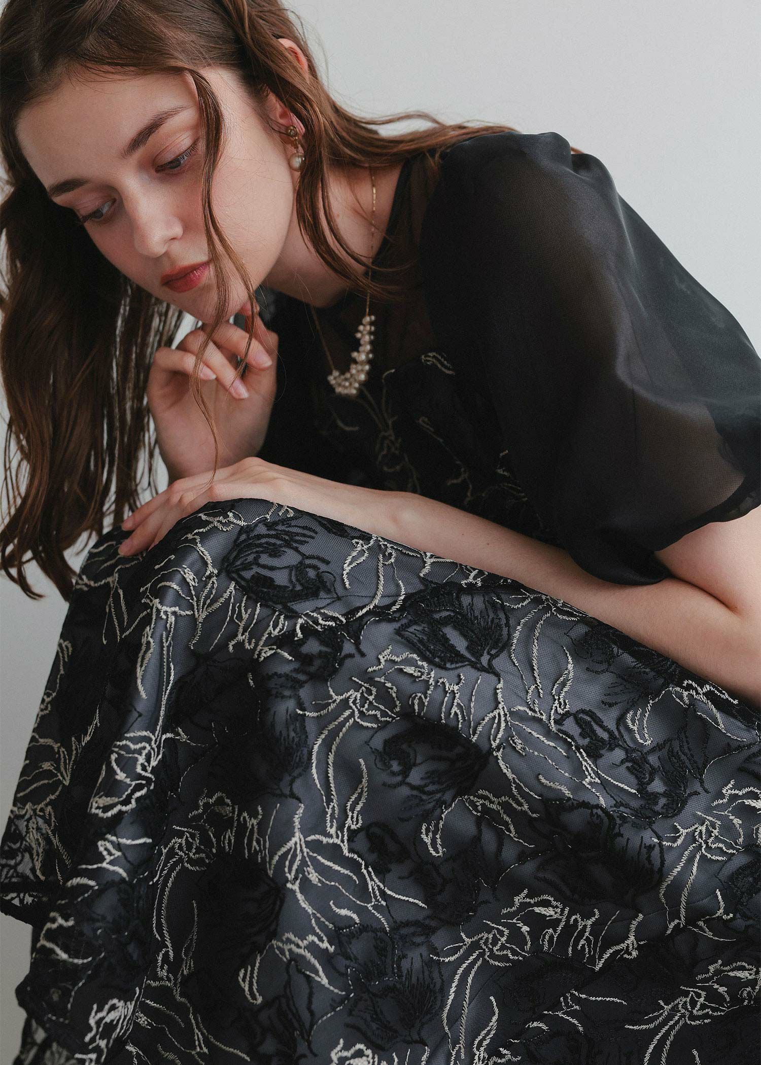 ニュアンスフラワーレースドレス｜DorryDoll