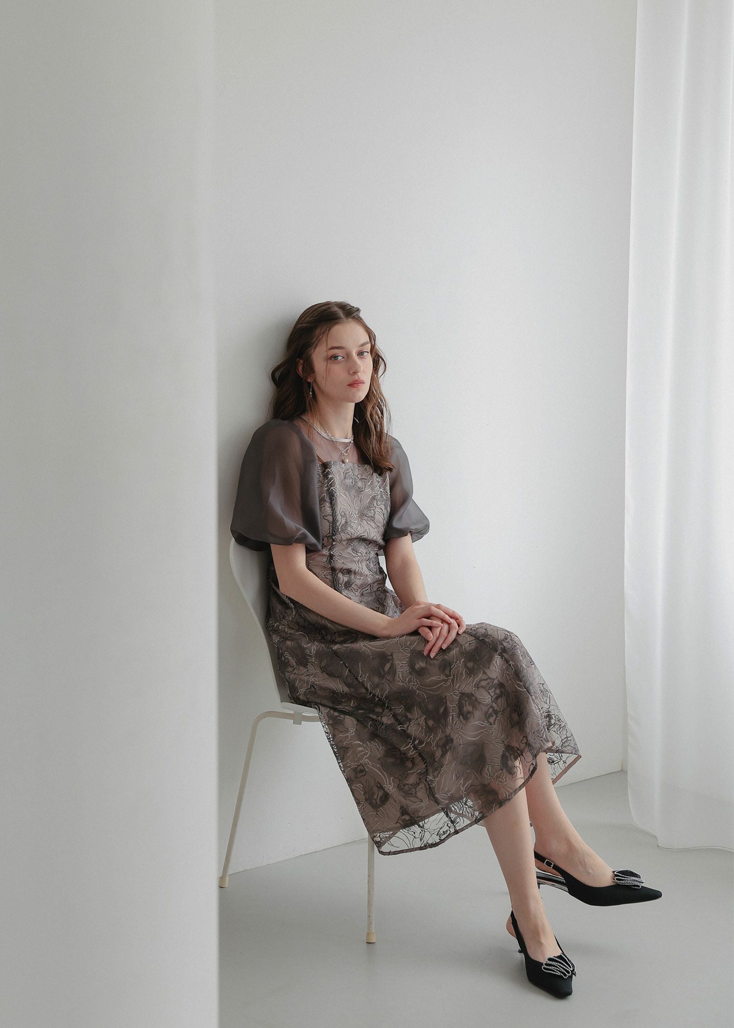 ニュアンスフラワーレースドレス｜DorryDoll