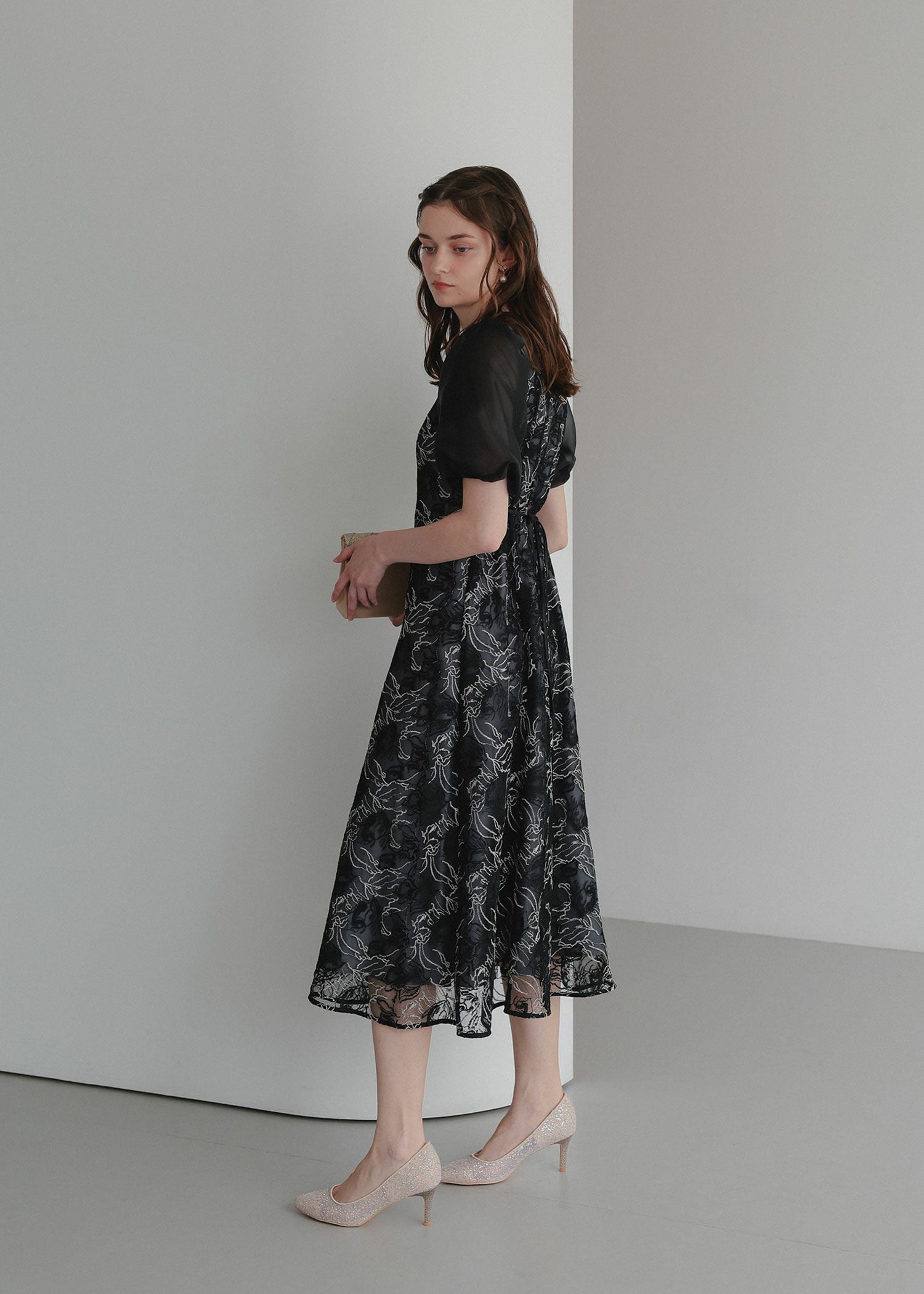 ニュアンスフラワーレースドレス｜DorryDoll