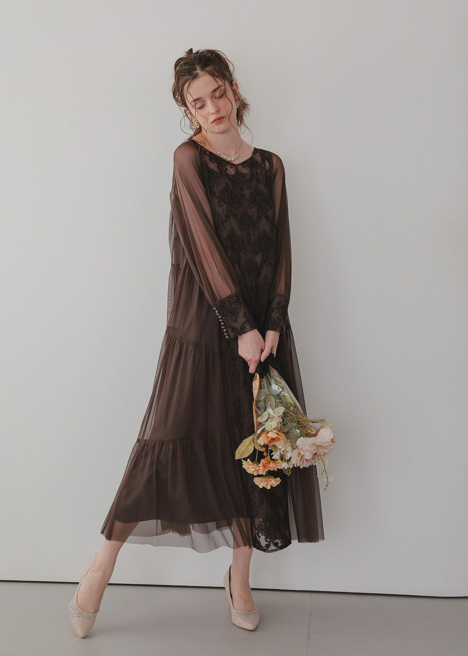 モールレースサイドティアードドレス｜DorryDoll