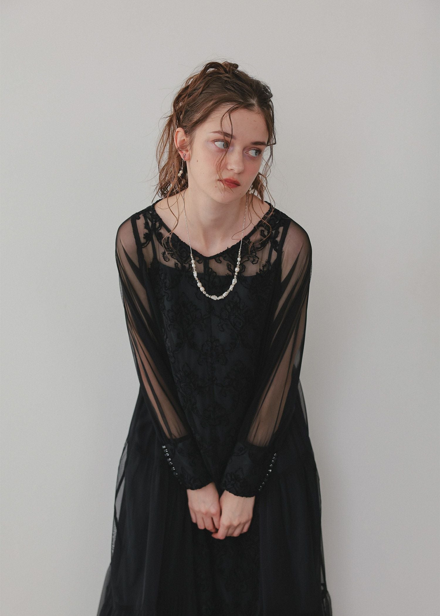 モールレースサイドティアードドレス｜DorryDoll