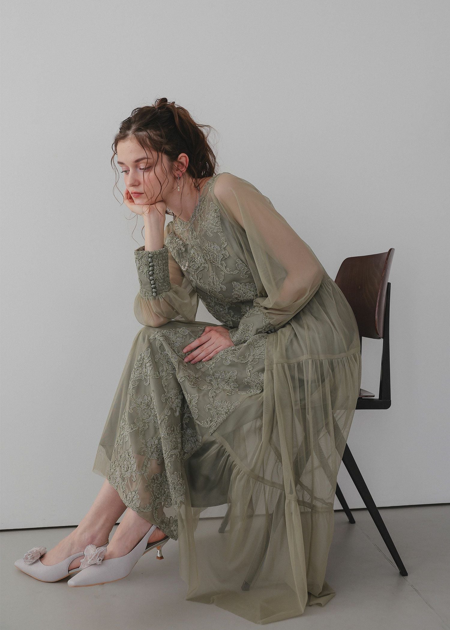 モールレースサイドティアードドレス｜DorryDoll