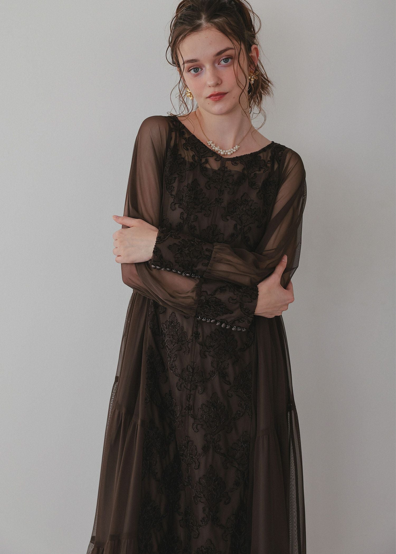 モールレースサイドティアードドレス｜DorryDoll