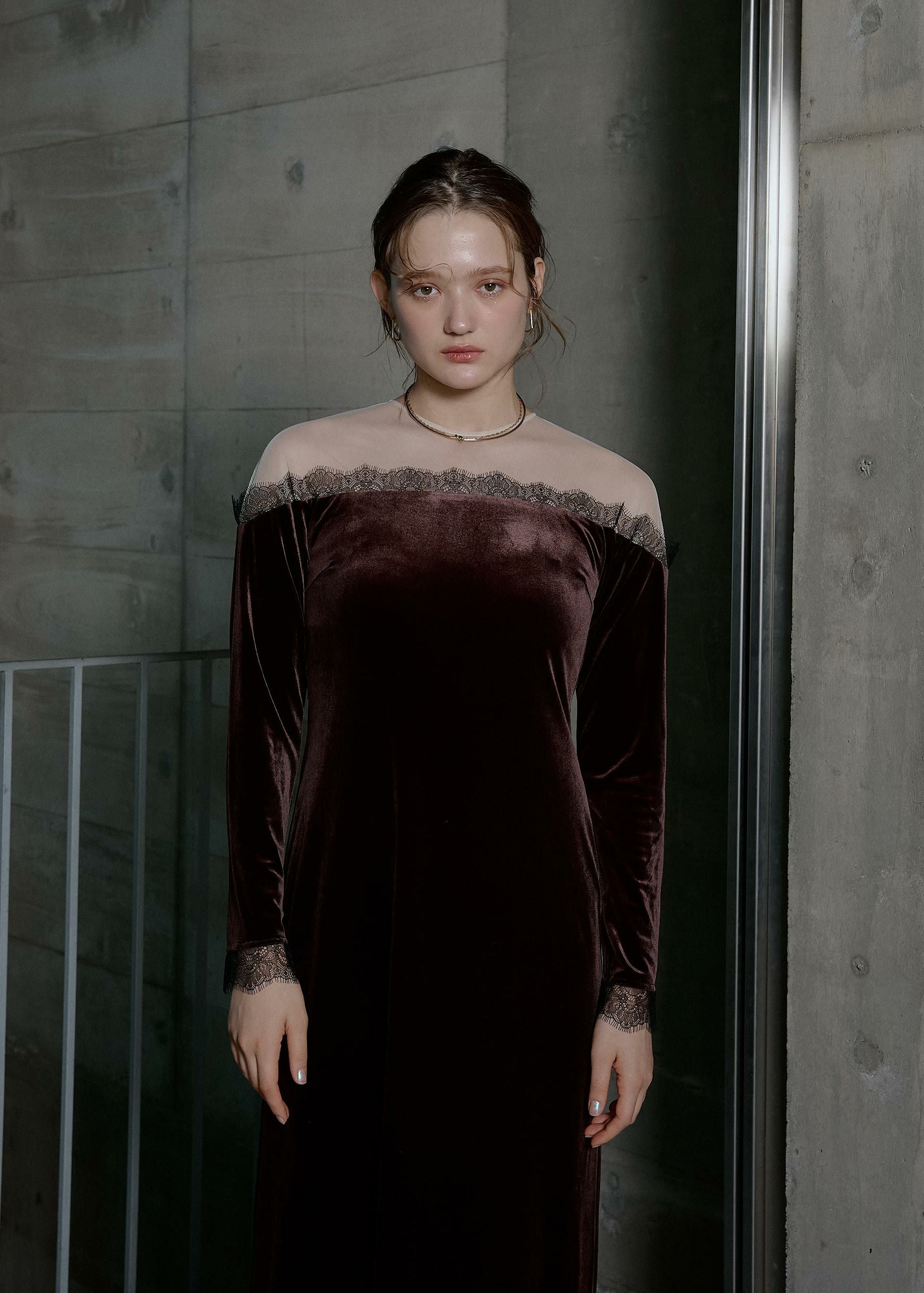新品lerure Ladylike velour dress M ベロアブラウン Ladylike velour dressのドレス|Dorry Doll / LE'RURE