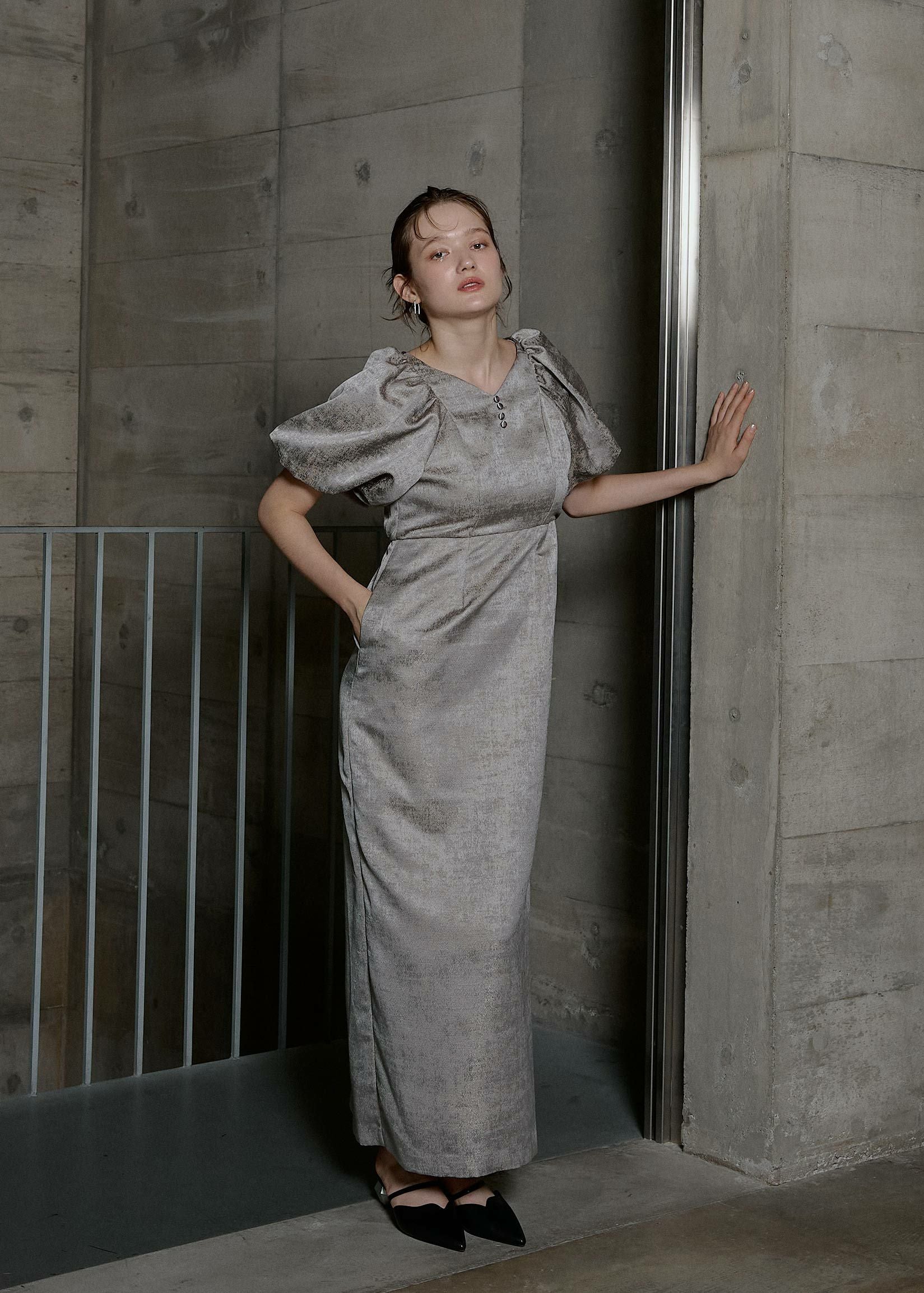 Jacquard puffsleeve dressのドレス|Dorry Doll / LE'RURE