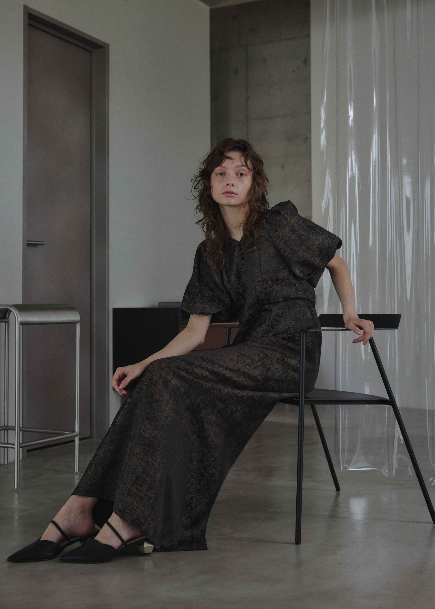 Jacquard puffsleeve dressのドレス|Dorry Doll / LE'RURE