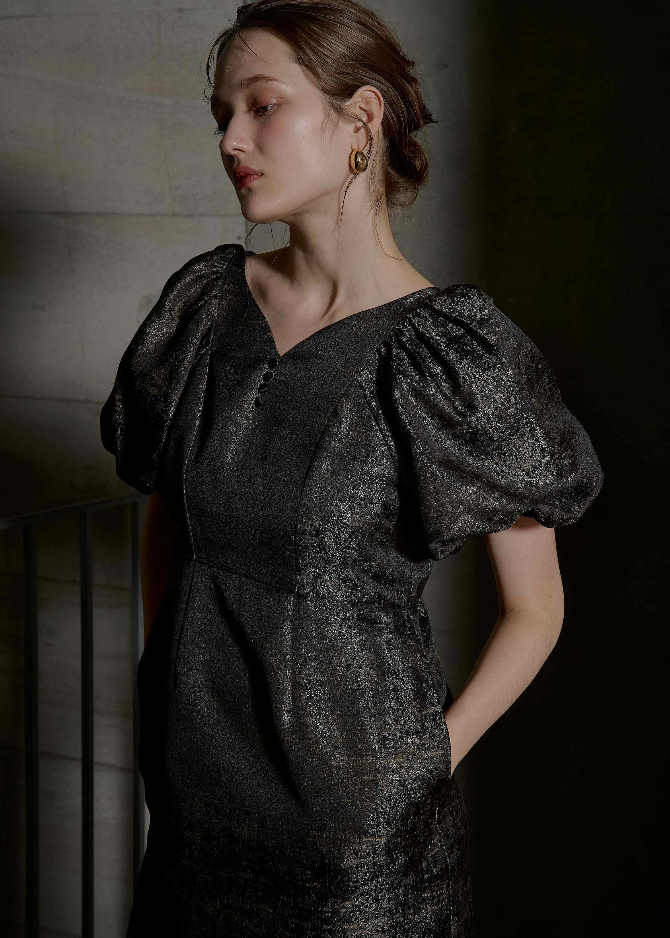 Jacquard puffsleeve dressのドレス|Dorry Doll / LE'RURE