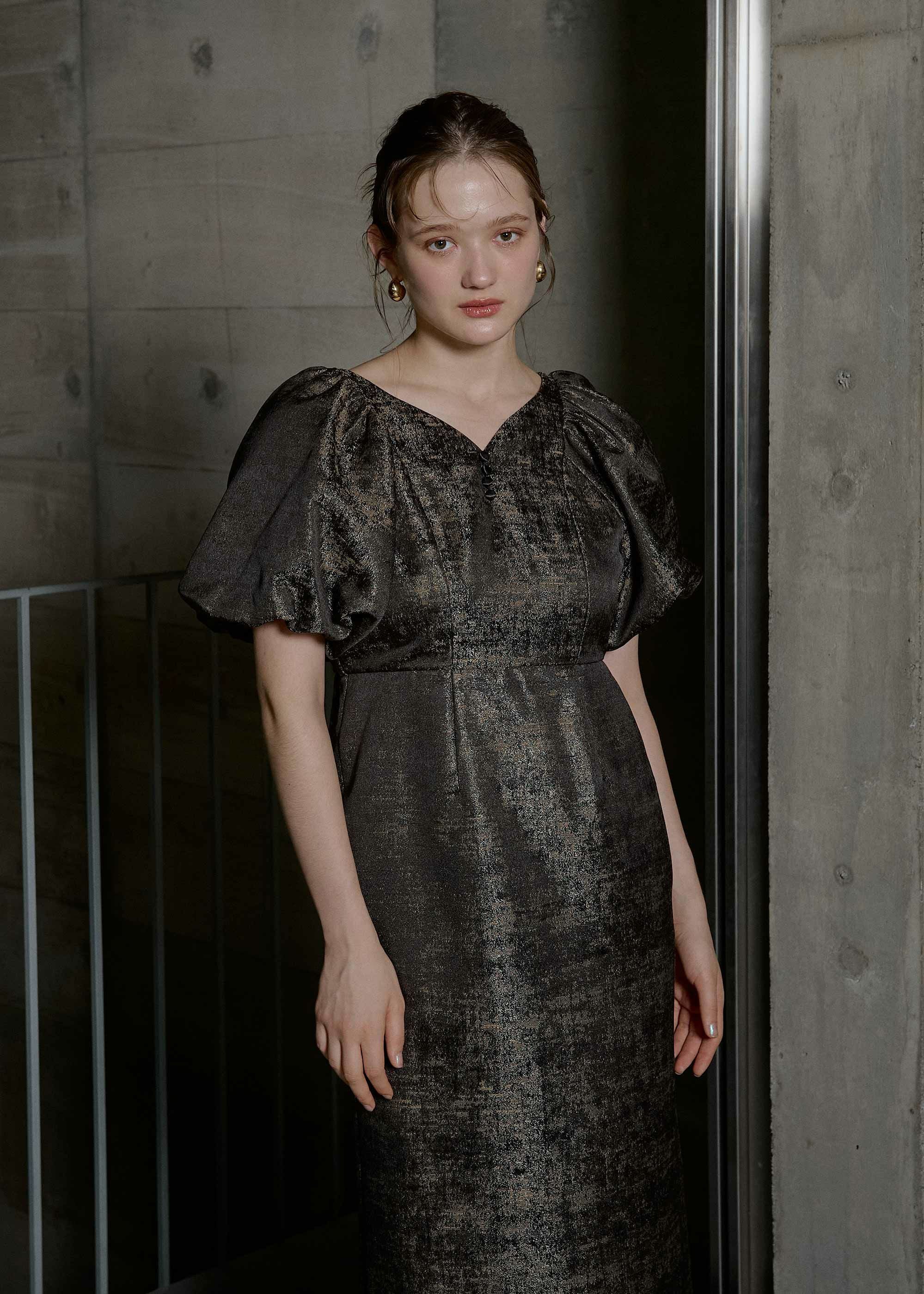 Jacquard puffsleeve dressのドレス|Dorry Doll / LE'RURE