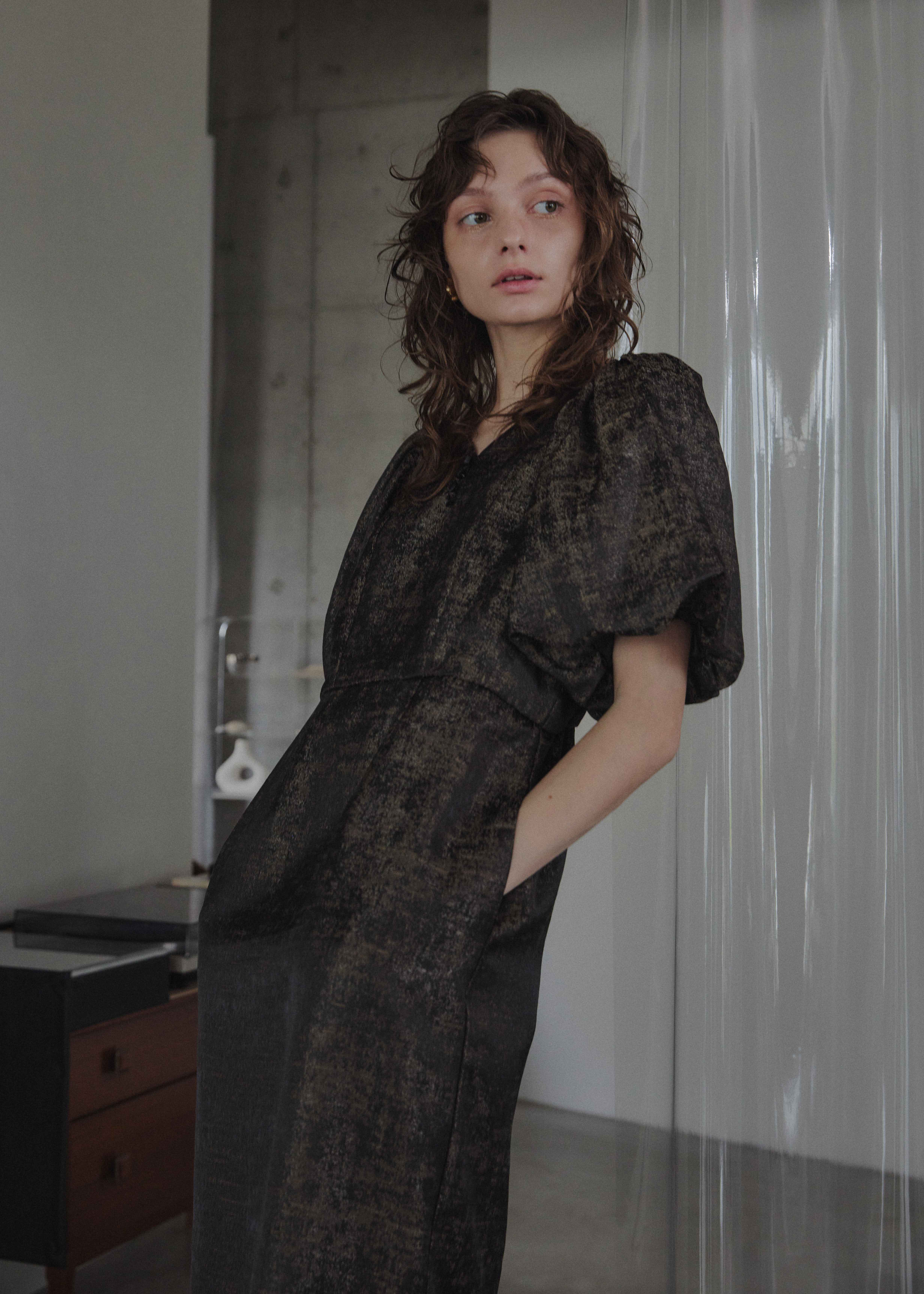 Jacquard puffsleeve dressのドレス|Dorry Doll / LE'RURE