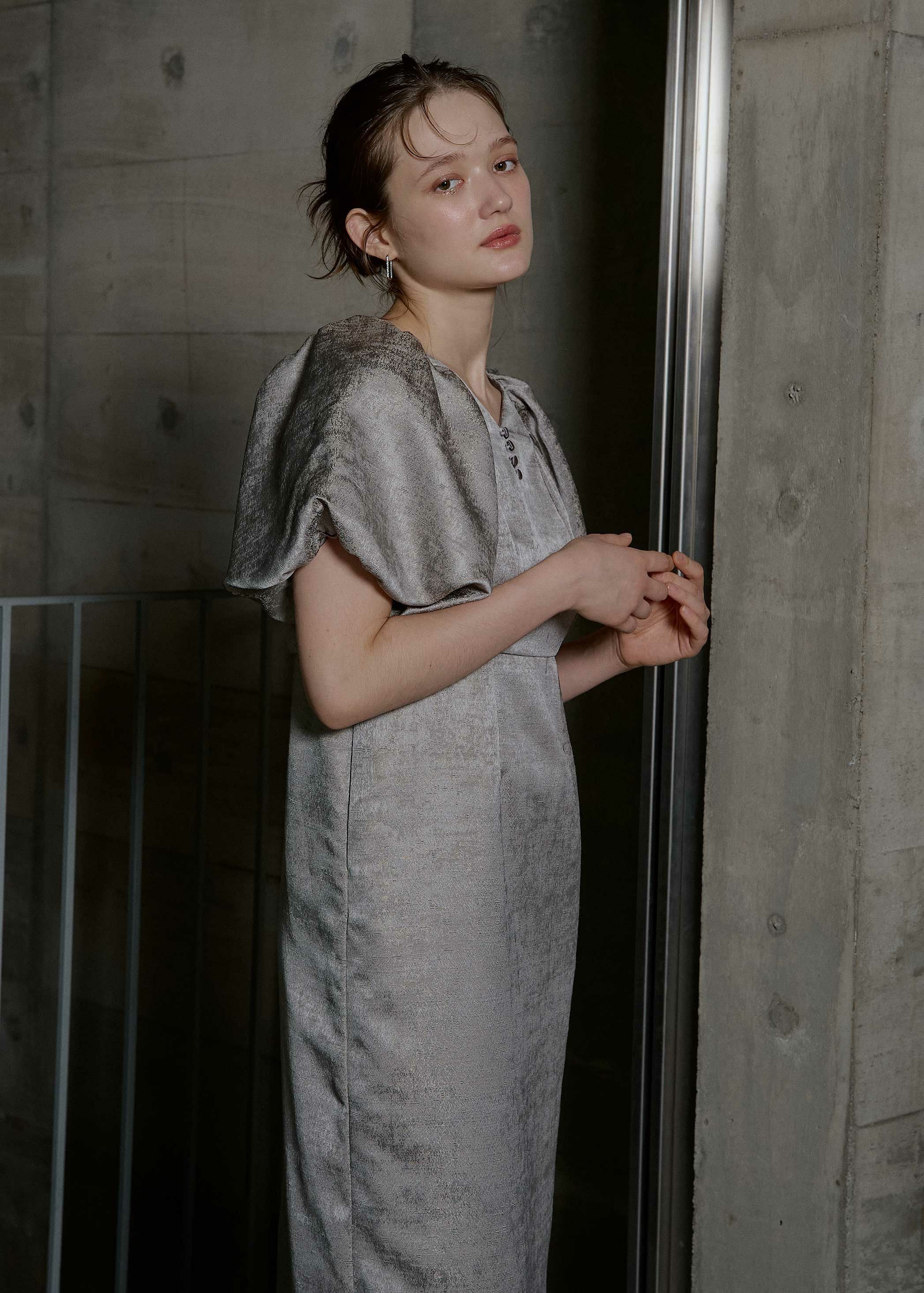 Jacquard puffsleeve dressのドレス|Dorry Doll / LE'RURE