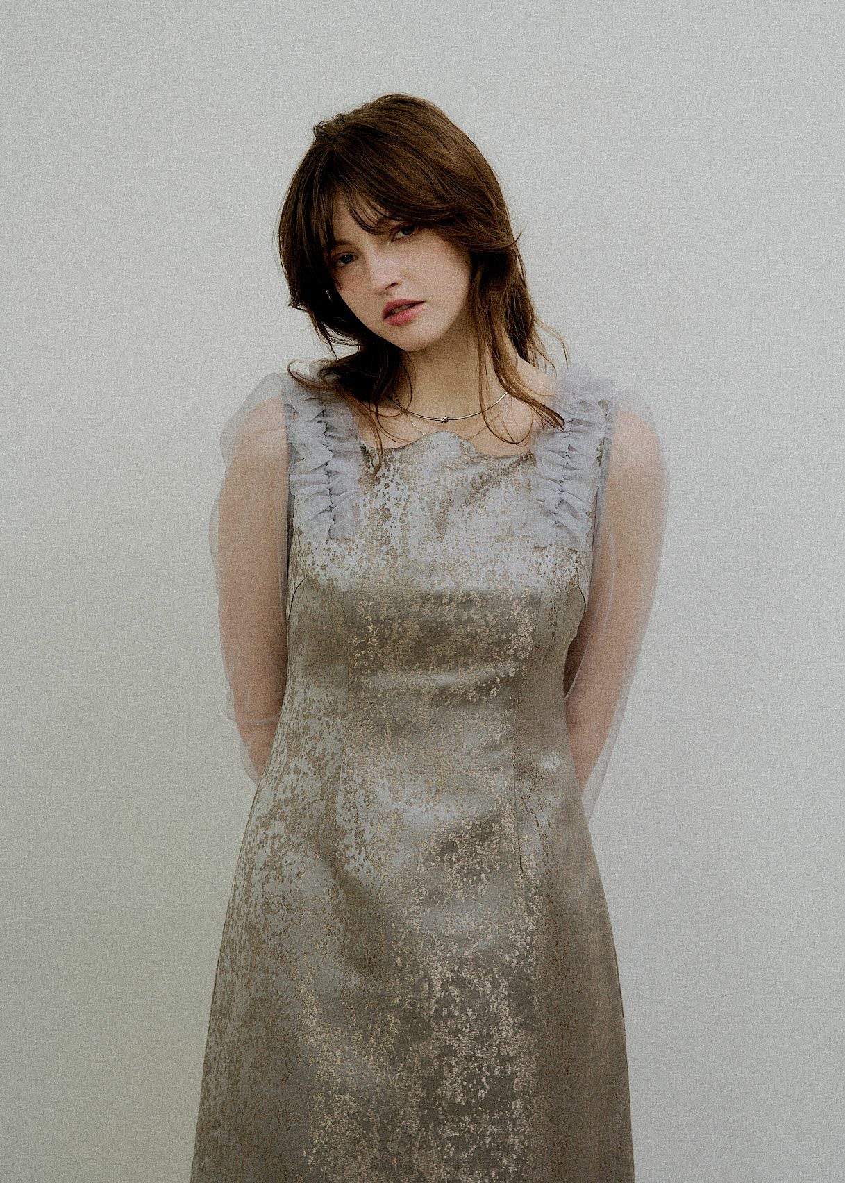 Shouder frill jacquard dressのドレス|Dorry Doll / LE'RURE