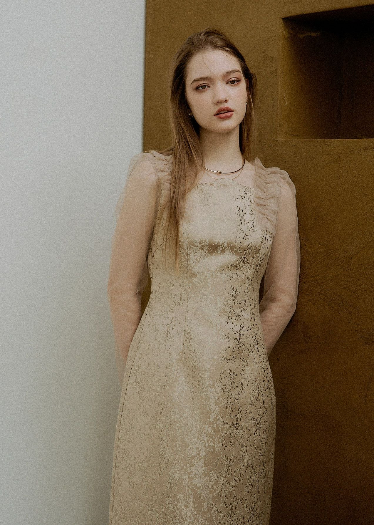 Shouder frill jacquard dressのドレス|Dorry Doll / LE'RURE