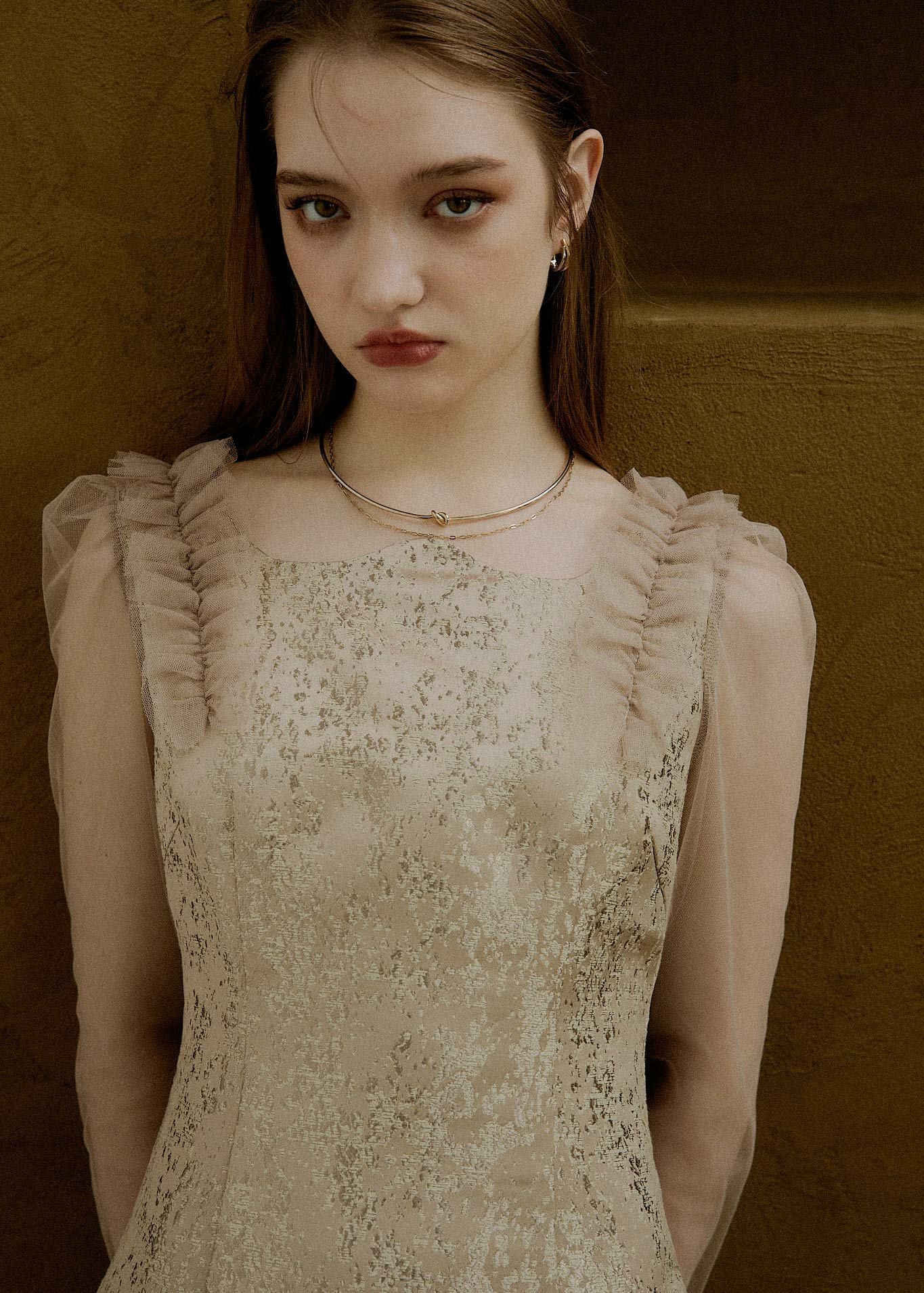Shouder frill jacquard dressのドレス|Dorry Doll / LE'RURE