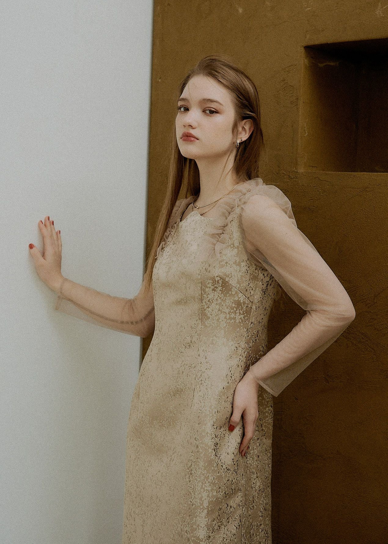 Shouder frill jacquard dressのドレス|Dorry Doll / LE'RURE