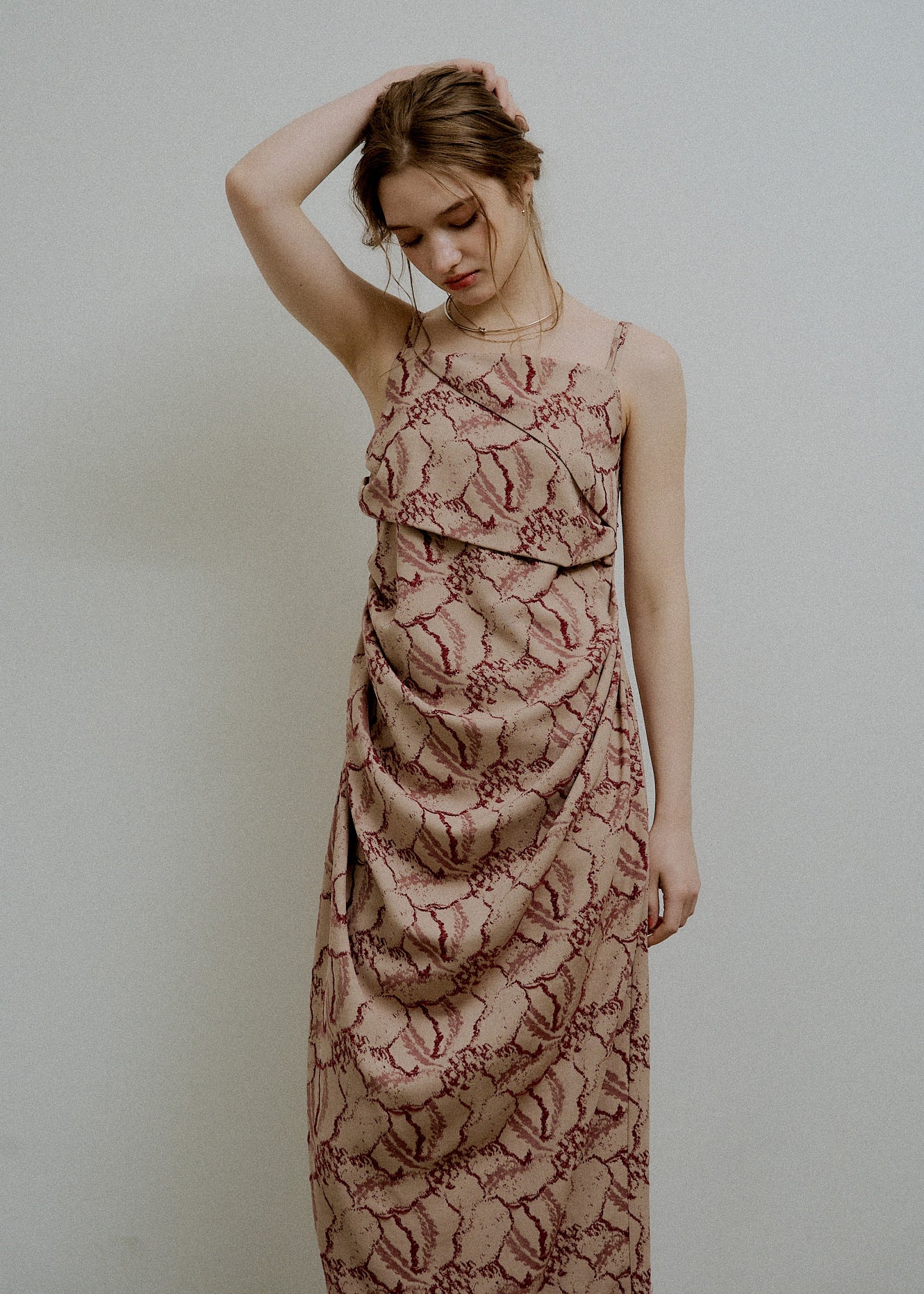 [M・ピンク]LE’RURE Jacquard cami drape dress Jacquard cami drape dressのドレス|Dorry Doll / LE'RURE