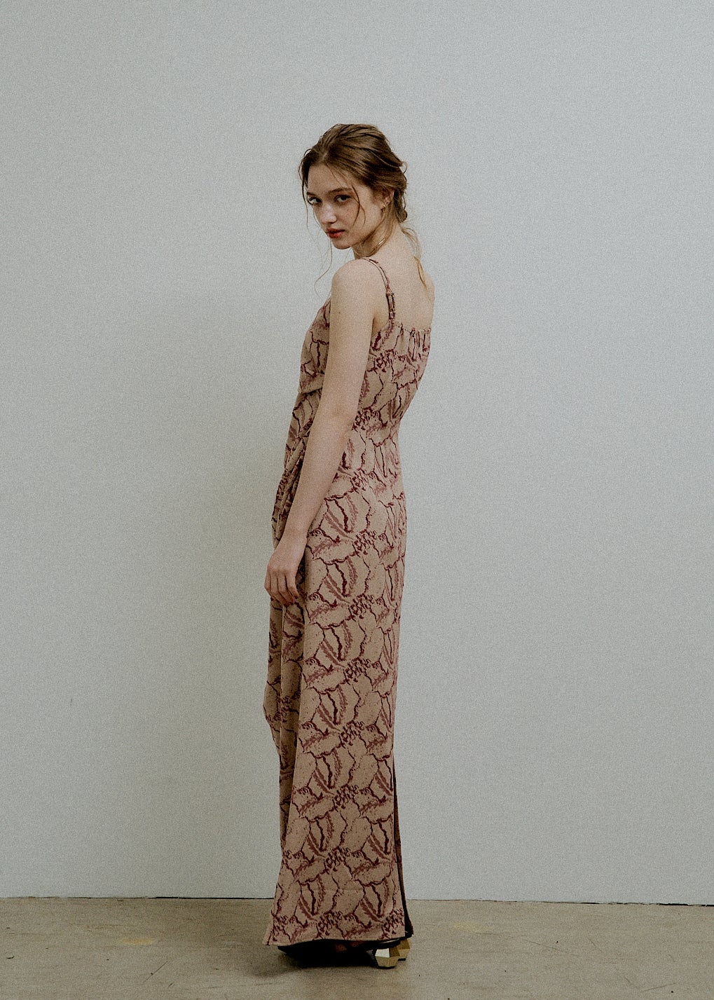 [M・ピンク]LE’RURE Jacquard cami drape dress Jacquard cami drape dressのドレス|Dorry Doll / LE'RURE