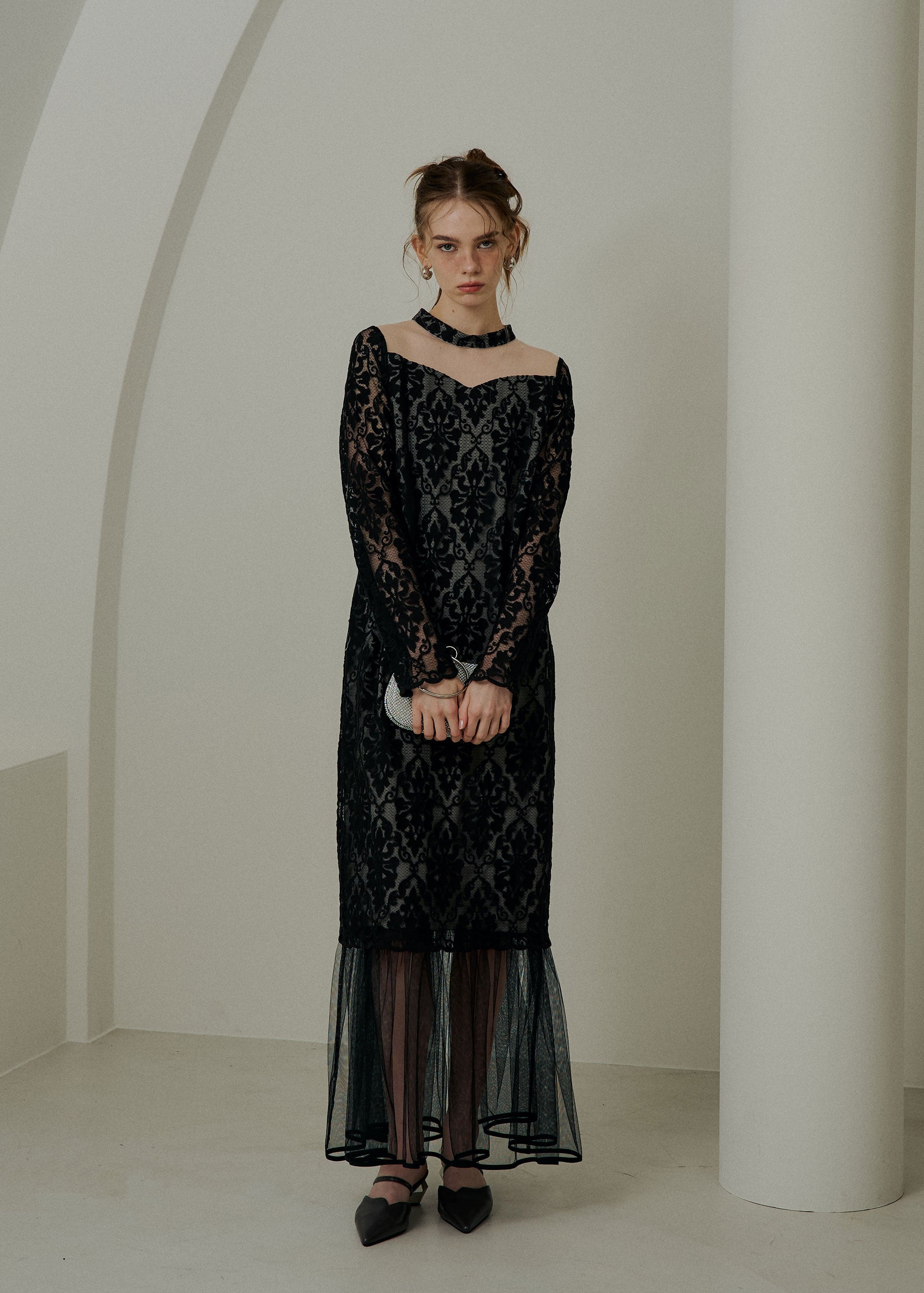 Midi scallop lace dressのドレス|Dorry Doll / LE'RURE