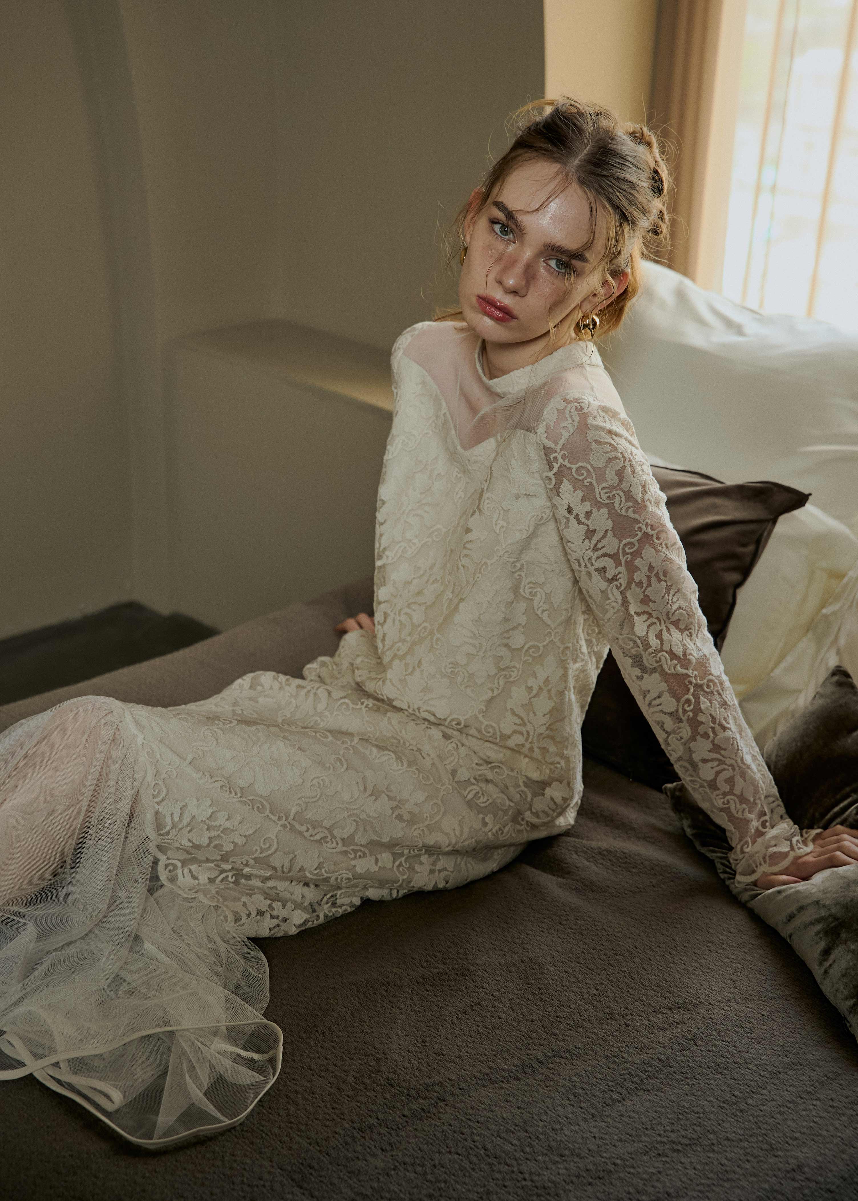 Midi scallop lace dressのドレス|Dorry Doll / LE'RURE
