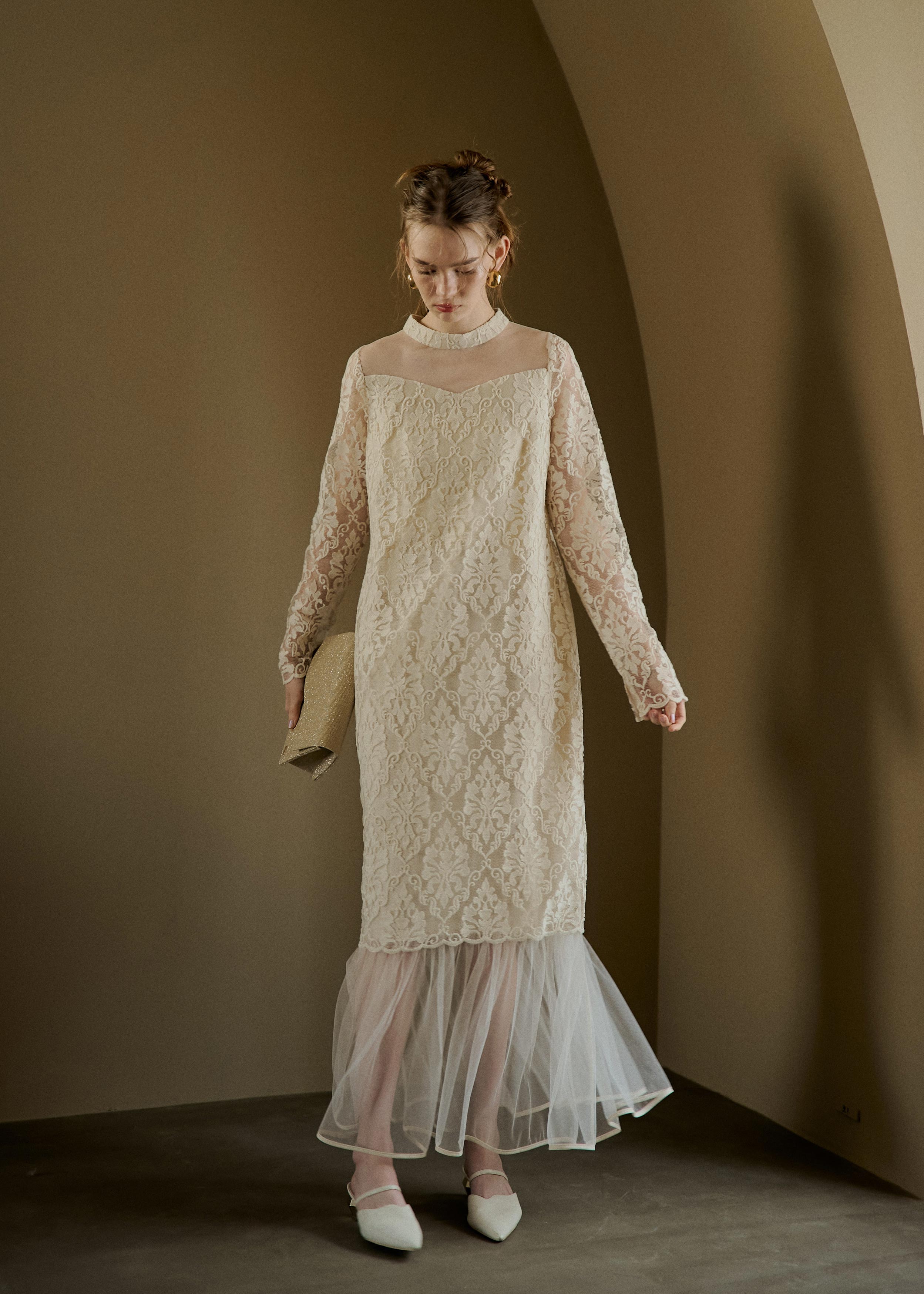 Midi scallop lace dressのドレス|Dorry Doll / LE'RURE