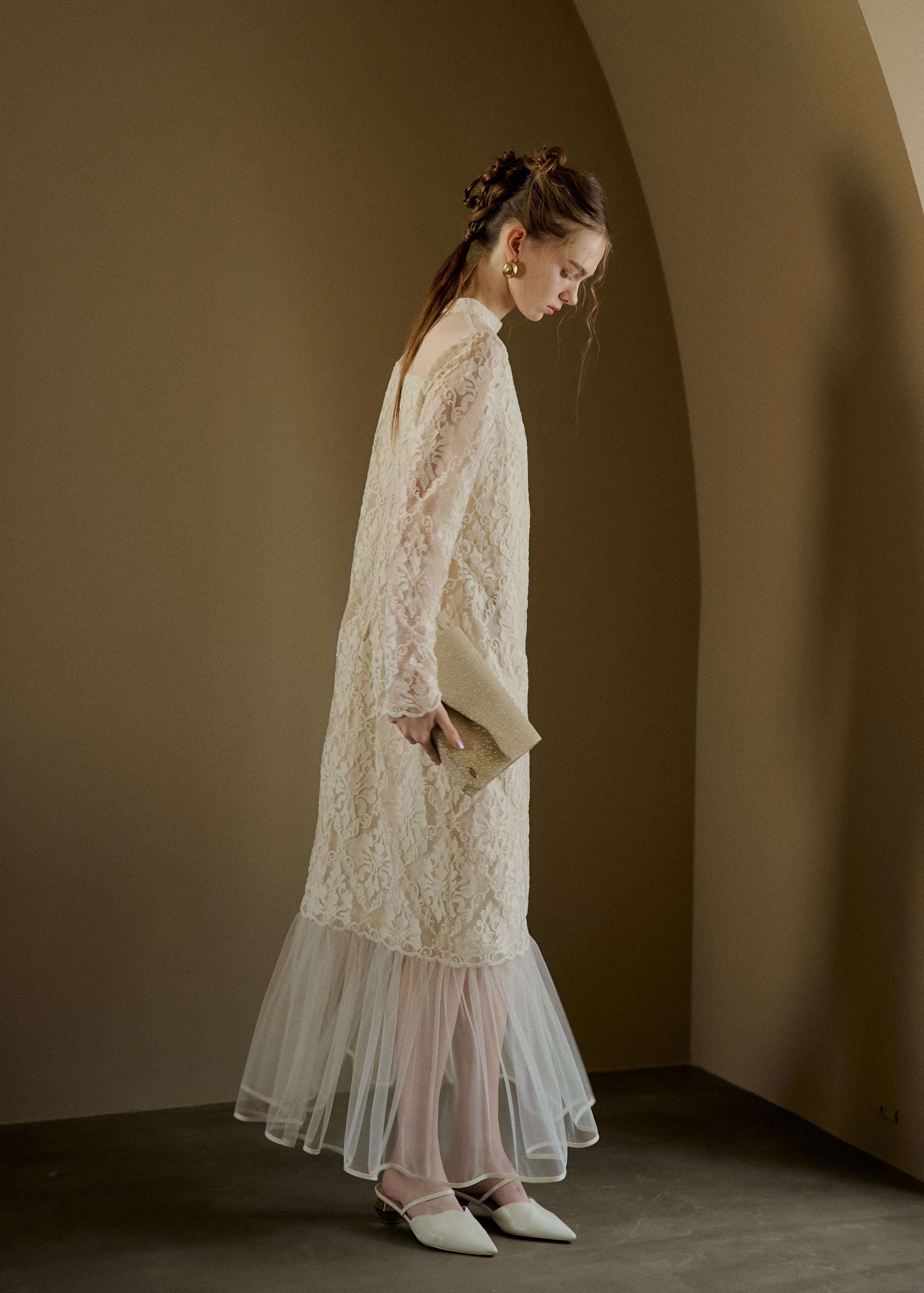 Midi scallop lace dressのドレス|Dorry Doll / LE'RURE