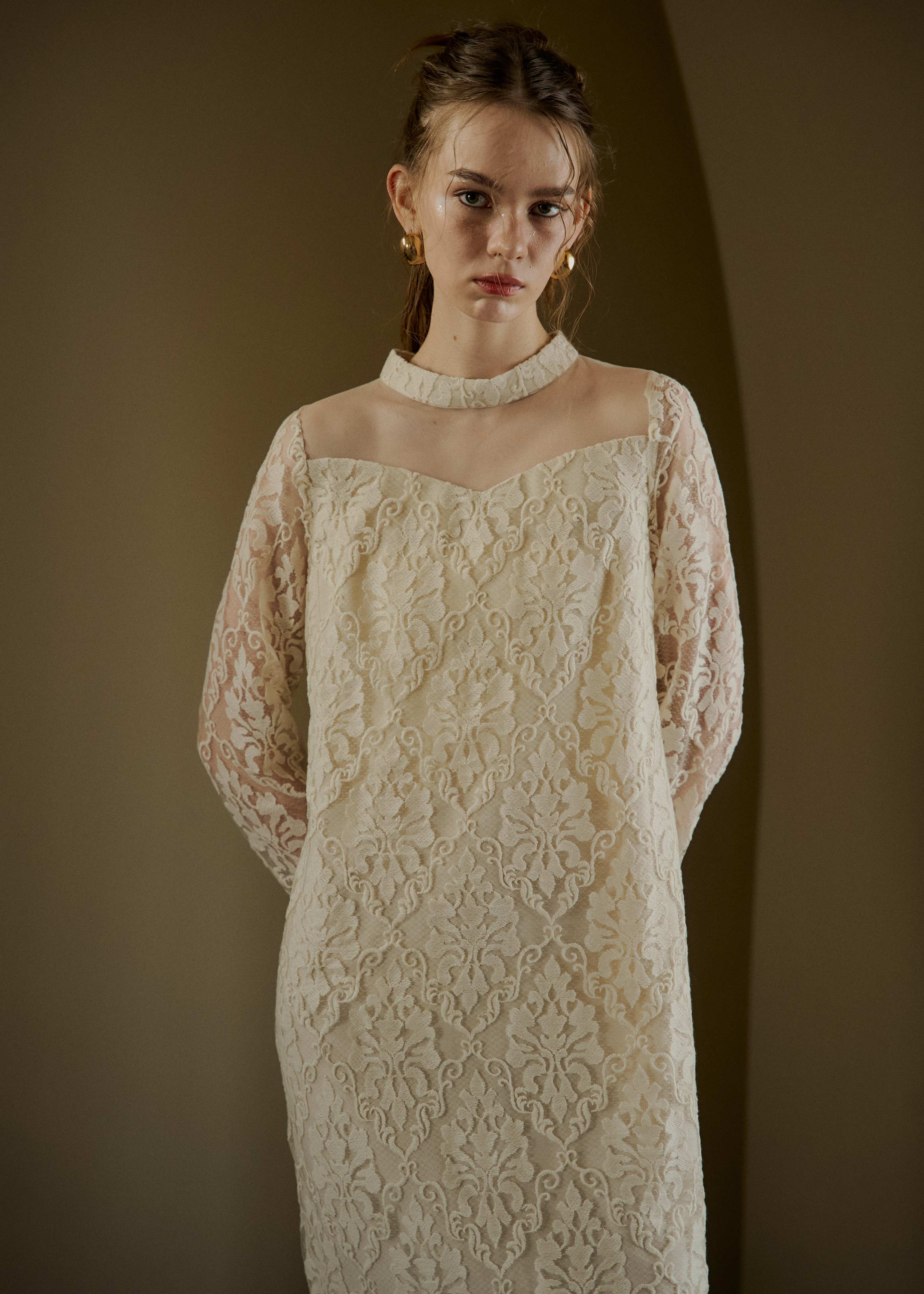 Midi scallop lace dressのドレス|Dorry Doll / LE'RURE