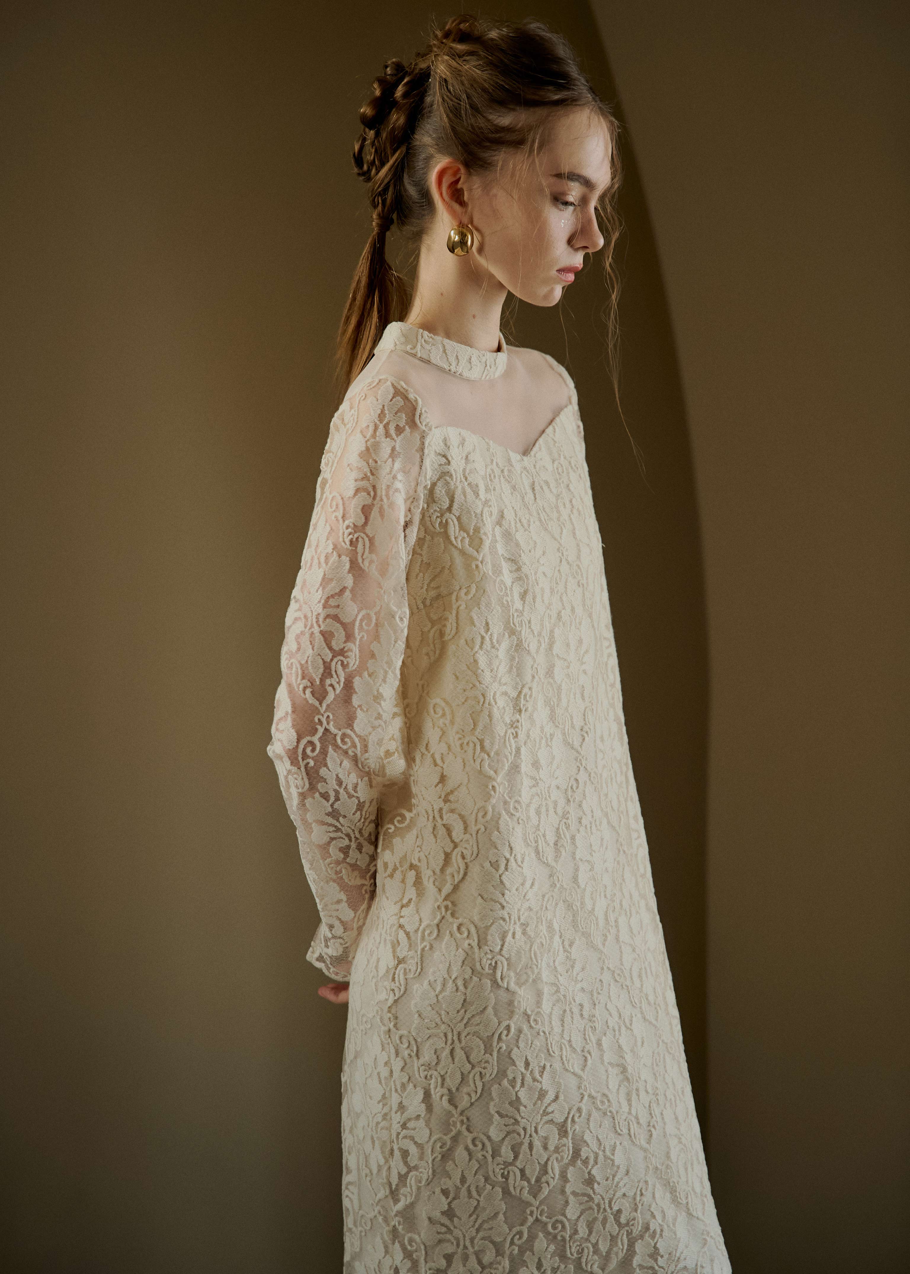 Midi scallop lace dressのドレス|Dorry Doll / LE'RURE