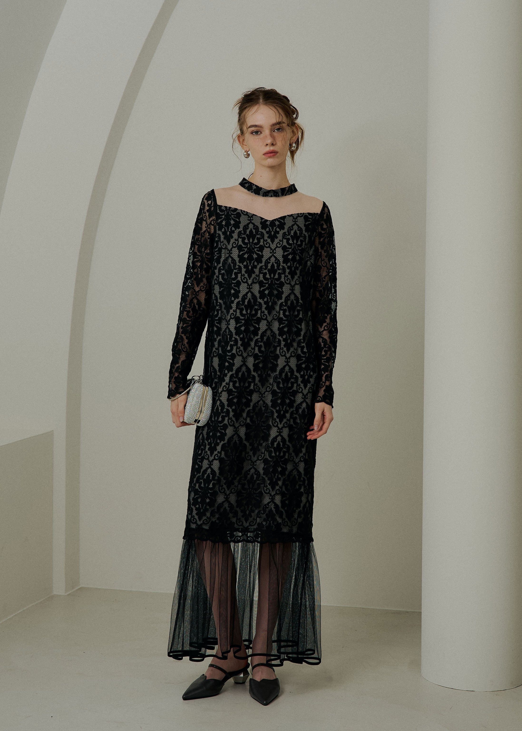 Midi scallop lace dressのドレス|Dorry Doll / LE'RURE