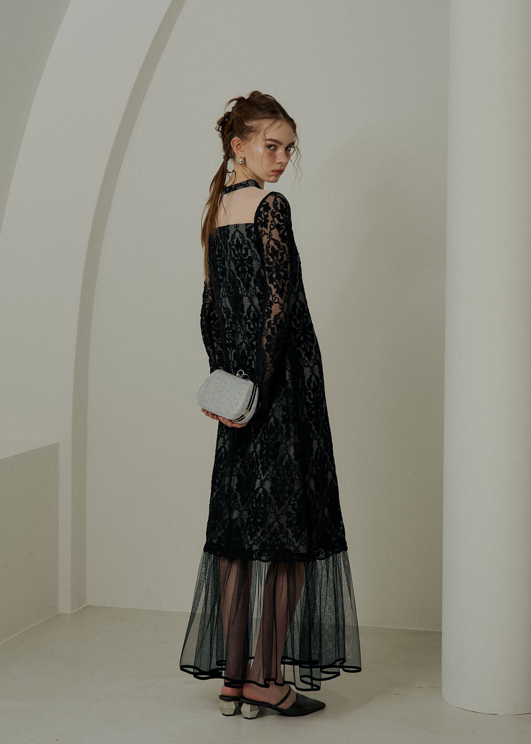 Midi scallop lace dressのドレス|Dorry Doll / LE'RURE