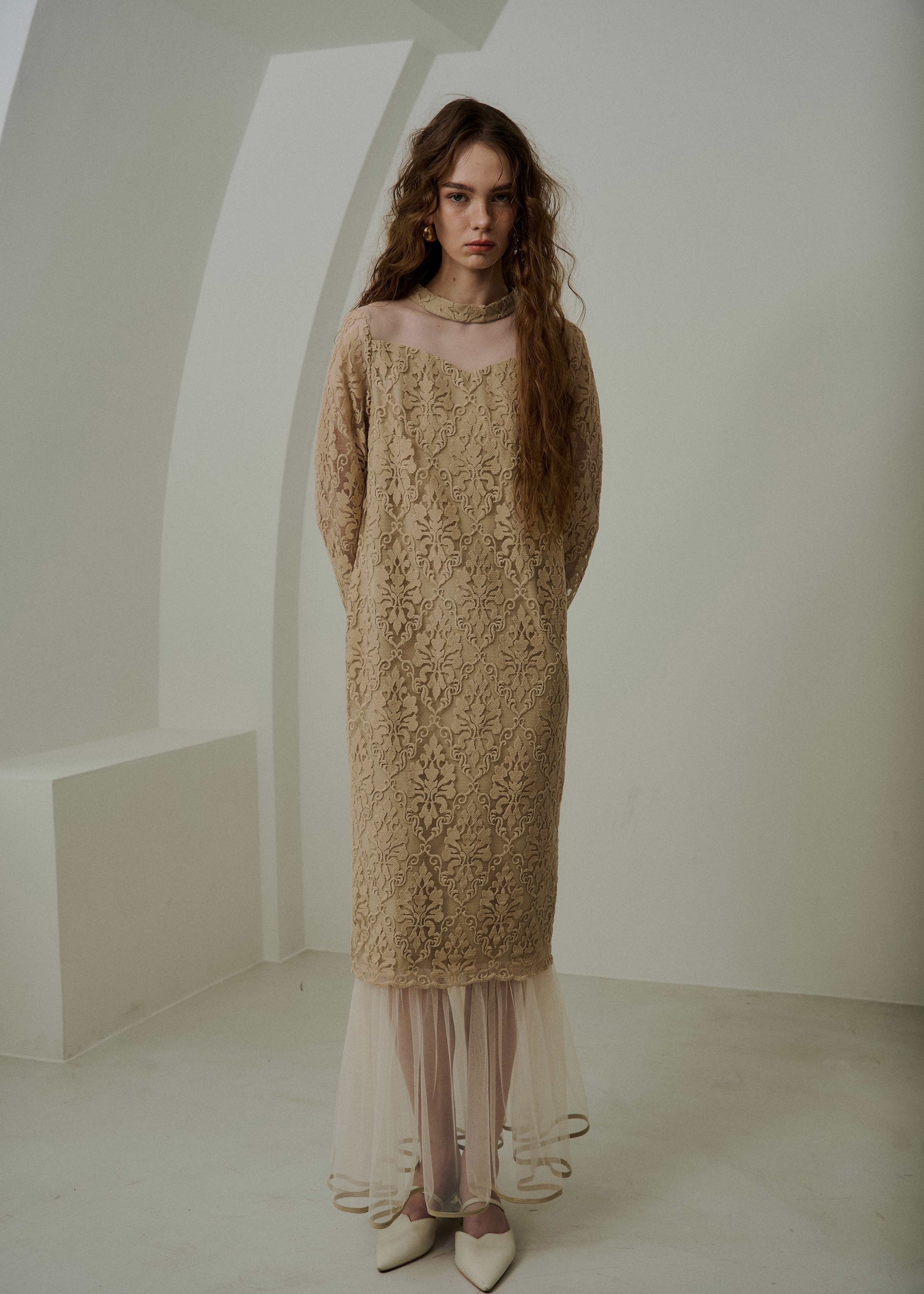 Midi scallop lace dressのドレス|Dorry Doll / LE'RURE