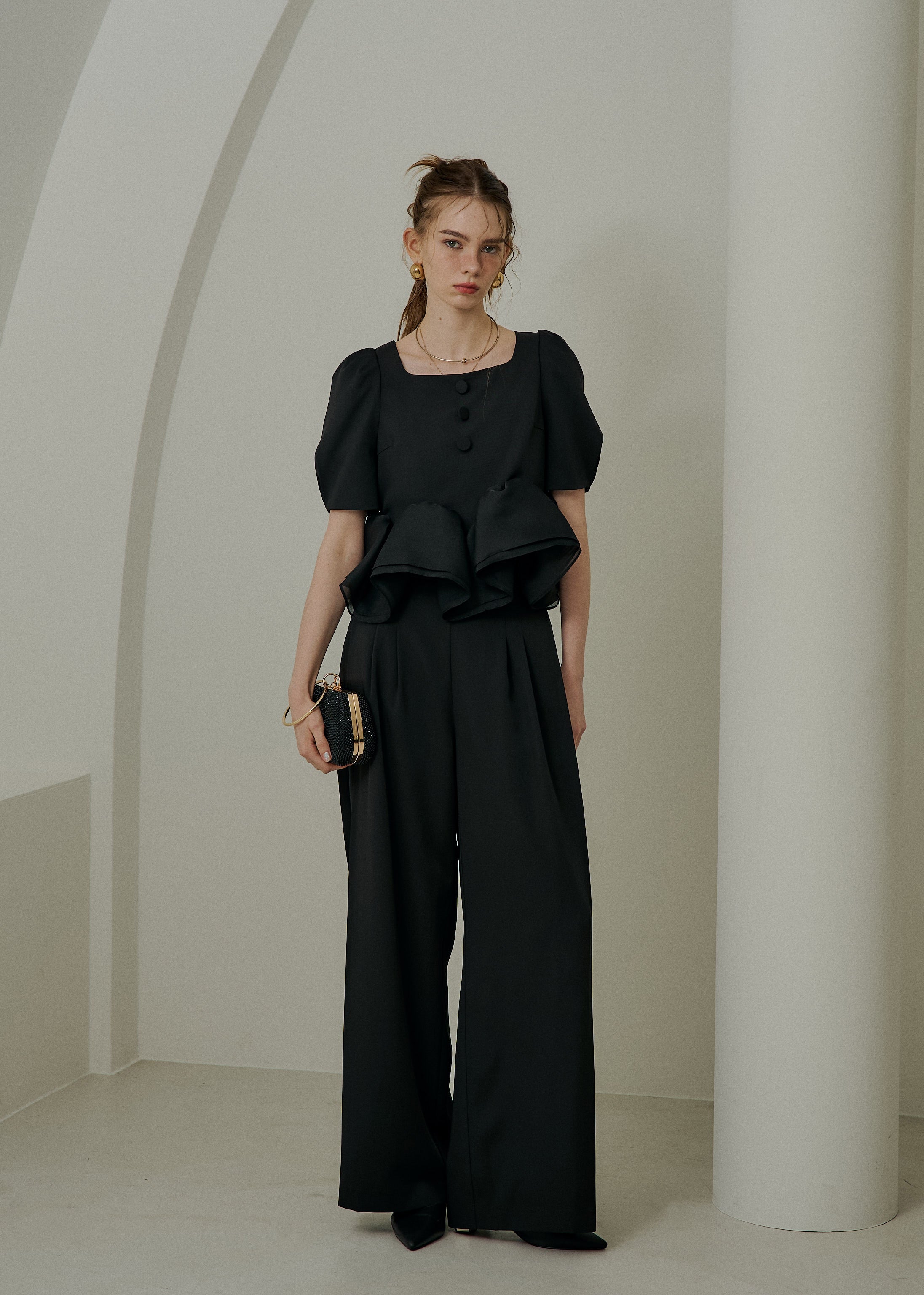 Side tuck wide pantsのドレス|Dorry Doll / LE'RURE Side tuck wide pantsのドレス|Dorry Doll / LE'RURE