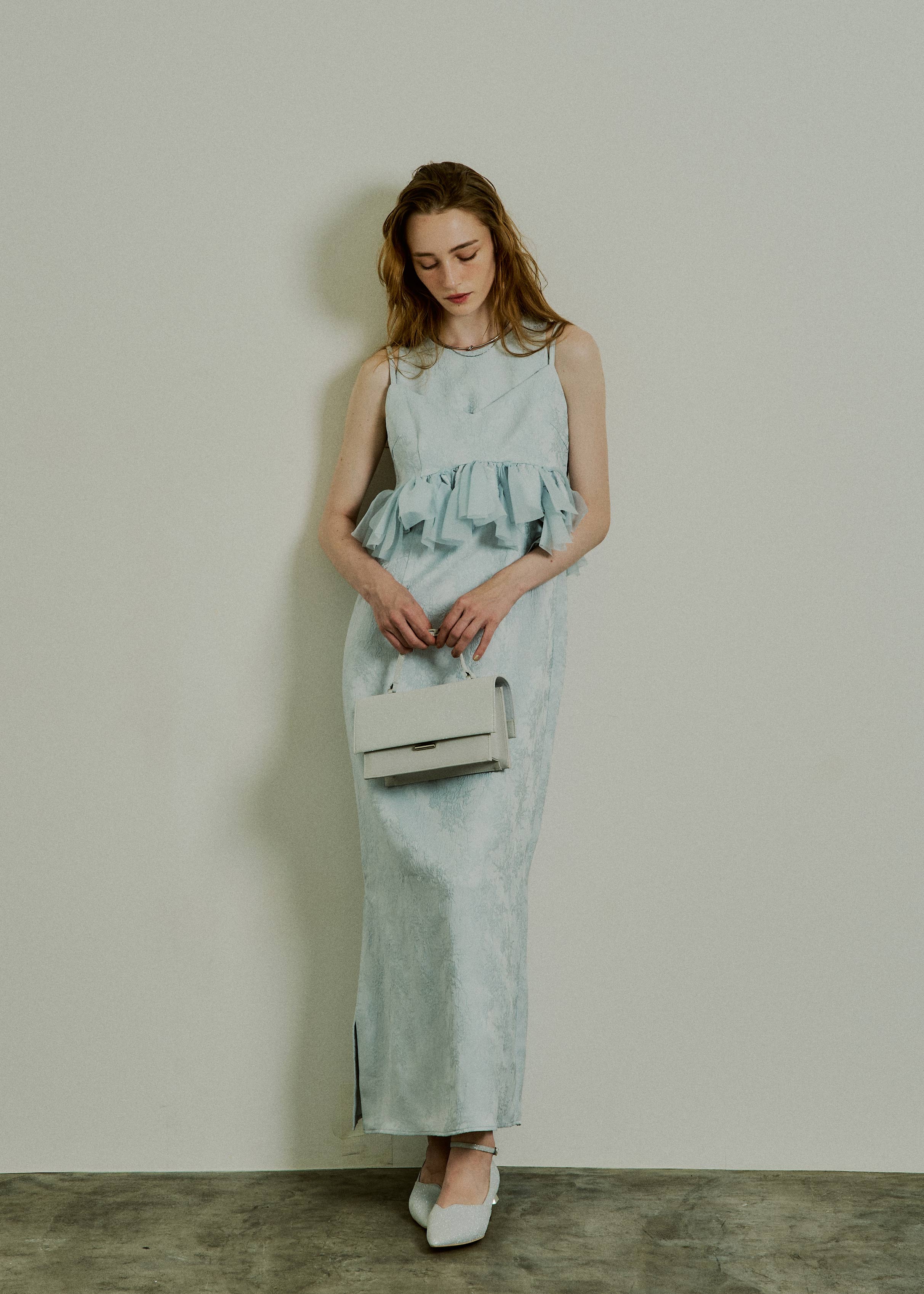 Fluffy sleeve pencil dress|LE'RURE