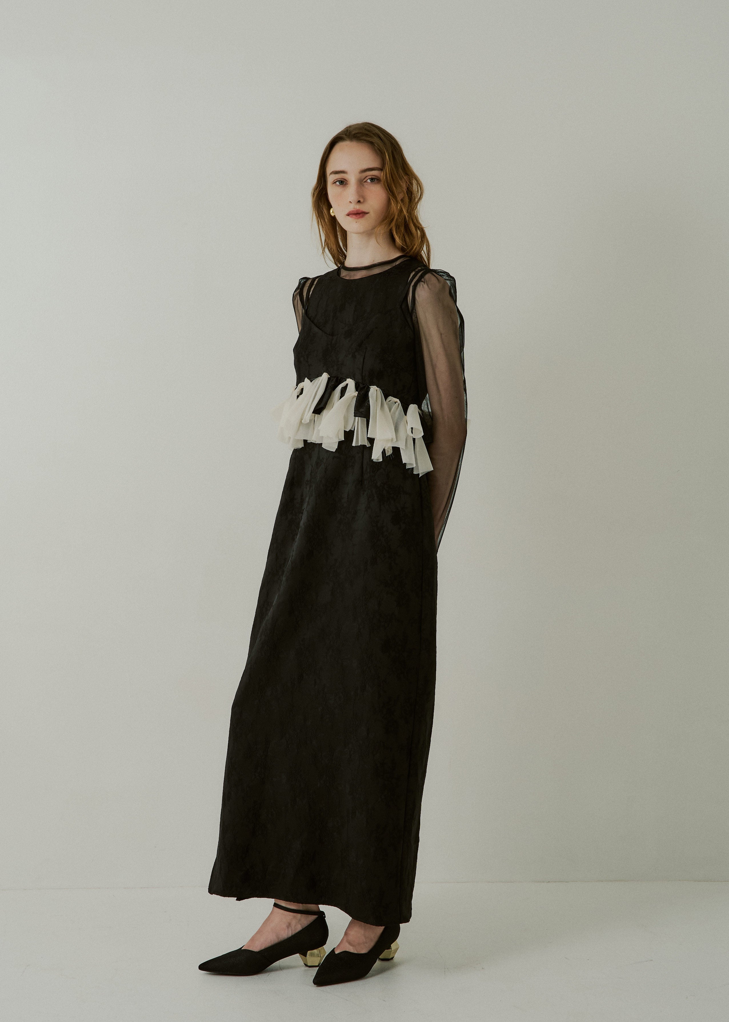 Fluffy sleeve pencil dress|LE'RURE
