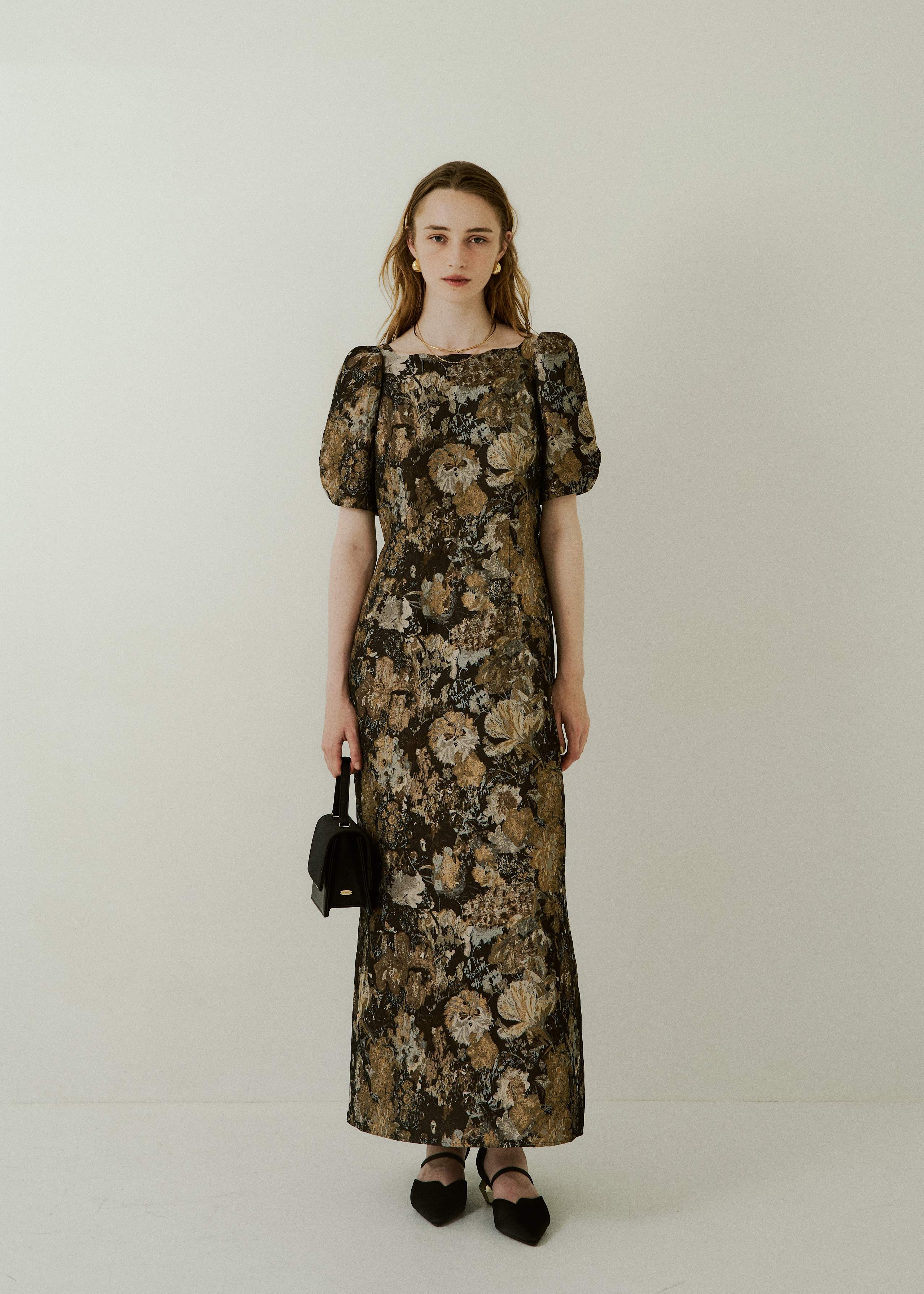 Wandering puffsleeve jacquad dressのドレス|Dorry Doll / LE'RURE