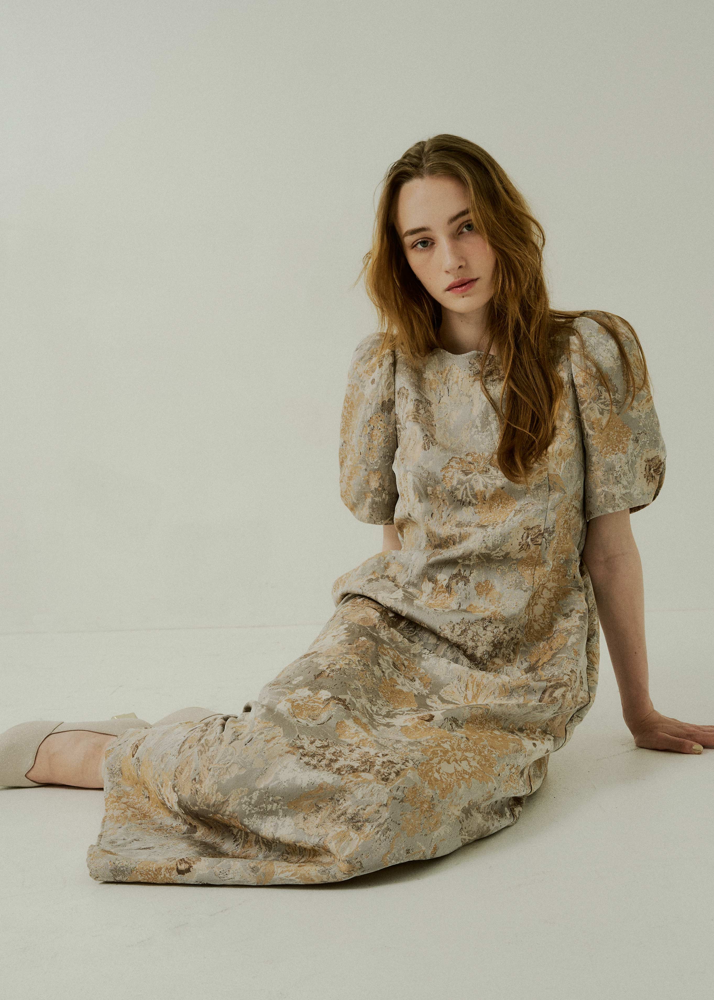 Wandering puffsleeve jacquad dressのドレス|Dorry Doll / LE'RURE