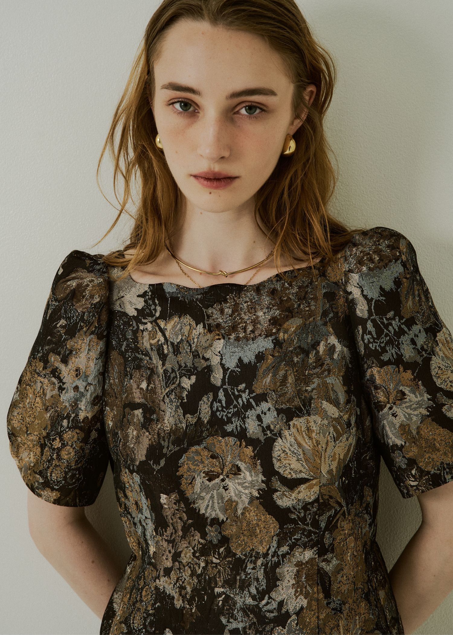 Wandering puffsleeve jacquad dressのドレス|Dorry Doll / LE'RURE